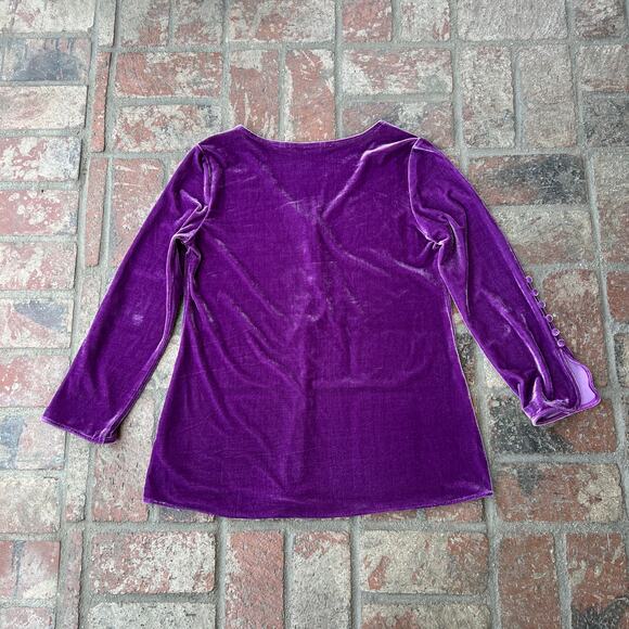 Soft Surroundings Purple Velvet Blouse Button Size S - Picture 4 of 4
